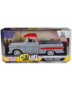 1958 Chevrolet Apache Fleetside Pickup Truck Lowrider Gray with Red Top "Get Low" Series 1/24 Diecast Model Car by Motormax