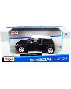 Mini Cooper Matt Black with White Top 1/24 Diecast Model Car by Maisto