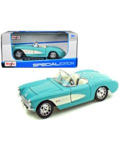 1957 Chevrolet Corvette Convertible Turquoise 1/24 Diecast Model Car by Maisto