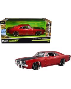 1969 Dodge Charger R/T Red Metallic with Black Hood and Black Stripes "Classic Muscle" 1/25 Diecast Model Car by Maisto