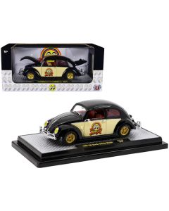 1952 Volkswagen Beetle Deluxe Model Black with Cream Sides and Red Interior "MoonEyes" Limited Edition to 5250 pieces Worldwide 1/24 Diecast Model Car by M2 Machines