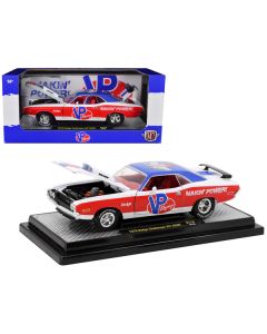 1970 Dodge Challenger R/T Hemi White with Red and Blue Stripes with Red Interior "VP Racing" Limited Edition to 5710 pieces Worldwide 1/24 Diecast Model Car by M2 Machines