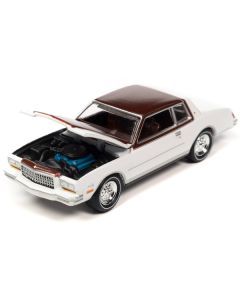 1980 Chevrolet Monte Carlo White and Dark Claret Brown Metallic Top and Hood Limited Edition to 3508 pieces Worldwide "OK Used Cars" 2023 Series 1/64 Diecast Model Car by Johnny Lightning