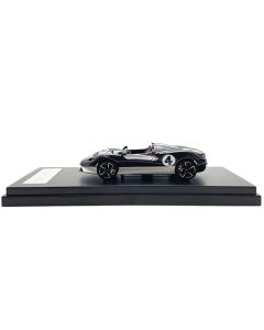 McLaren Elva Convertible #4 Carbon Black with White and Red Stripes 1/64 Diecast Model Car by LCD Models