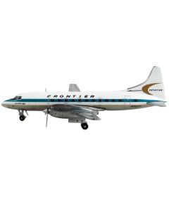 Convair CV-580 Commercial Aircraft "Frontier Airlines" White with Teal Stripes 1/400 Diecast Model Airplane by GeminiJets