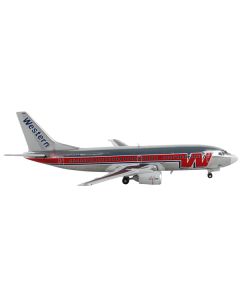 Boeing 737-300 Commercial Aircraft "Western Airlines" Silver with Red Stripes 1/400 Diecast Model Airplane by GeminiJets