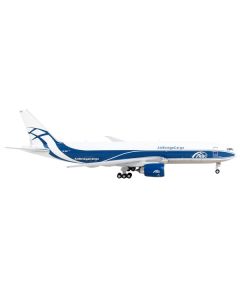 Boeing 777F Commercial Aircraft "AirBridgeCargo" White with Blue Stripes 1/400 Diecast Model Airplane by GeminiJets