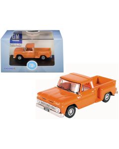 1965 Chevrolet C10 Stepside Pickup Truck Orange 1/87 (HO) Scale Diecast Model Car by Oxford Diecast