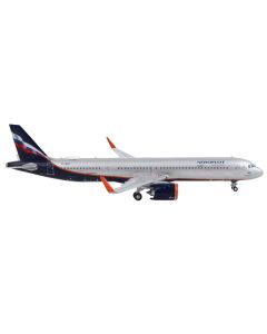 Airbus A321neo Commercial Aircraft "Aeroflot" Silver Metallic with Dark Blue Tail 1/400 Diecast Model Airplane by GeminiJets