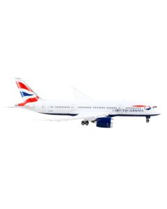 Boeing 787-8 Commercial Aircraft with Flaps Down "British Airways" White with Tail Stripes 1/400 Diecast Model Airplane by GeminiJets