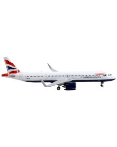 Airbus A321neo Commercial Aircraft "British Airways" White with Tail Stripes 1/400 Diecast Model Airplane by GeminiJets