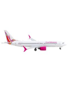 Boeing 737 MAX 8 Commercial Aircraft "Caribbean Airlines" White with Tail Graphics 1/400 Diecast Model Airplane by GeminiJets