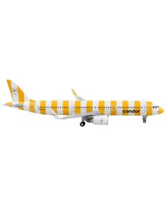 Airbus A321 Commercial Aircraft "Condor Airlines" White and Yellow Stripes 1/400 Diecast Model Airplane by GeminiJets