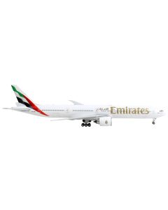 Boeing 777-300ER Commercial Aircraft "Emirates Airlines" White with Tail Stripes 1/400 Diecast Model Airplane by GeminiJets