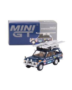 Land Rover Range Rover Blue "1971 British Trans-Americas Expedition (VXC-868K)" with Roof Rack and Ladder Limited Edition to 3000 pieces Worldwide 1/64 Diecast Model Car by Mini GT