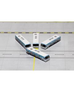 Cobus 3000 Passenger Bus White and Blue with Graphics "US Airways Shuttle Bus - Greener Transit" 4 Piece Set 1/400 Diecast Models by GeminiJets