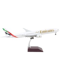 Boeing 777-300ER Commercial Aircraft with Flaps Down "Emirates Airlines - 2023 Livery" White with Striped Tail "Gemini 200" Series 1/200 Diecast Model Airplane by GeminiJets