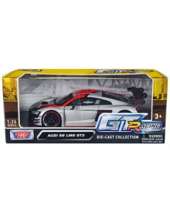 Audi R8 LMS GT3 Silver Metallic with Graphics "GT Racing" Series 1/24 Diecast Model Car by Motormax