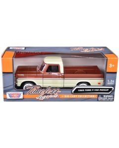 1969 Ford F-100 Pickup Truck Brown Metallic and Cream "Timeless Legends" 1/24 Diecast Model Car by Motormax