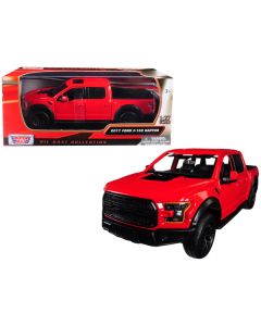 2017 Ford F-150 Raptor Pickup Truck Red with Black Wheels 1/27 Diecast Model Car by Motormax