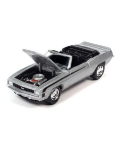 1969 Chevrolet Camaro RS/SS Convertible Cortez Silver Metallic with Black Stripes Limited Edition to 2572 pieces Worldwide "OK Used Cars" 2023 Series 1/64 Diecast Model Car by Johnny Lightning