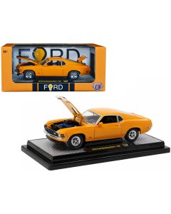 1970 Ford Mustang Mach 1 428 Grabber Orange with Black Stripes Limited Edition to 5250 pieces Worldwide 1/24 Diecast Model Car by M2 Machines