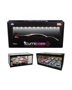 Black Collectible Display Show Case Illumicase+ with LED Lights and Mirror Base and Back for 1/64 1/43 1/32 1/24 1/18 Scale Models by Illumibox