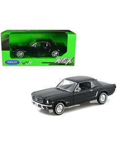 1964 1/2 Ford Mustang Coupe Hard Top Black 1/24 Diecast Model Car by Welly