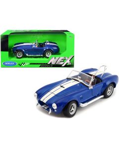 1965 Shelby Cobra 427 S/C Blue Metallic with White Stripes 1/24 Diecast Model Car by Welly