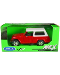 1967 Jeep Jeepster Commando Station Wagon Red with White Top "NEX Models" Series 1/24 Diecast Model Car by Welly