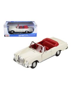 1967 Mercedes Benz 280 SE Cabriolet Cream with Red Interior 1/18 Diecast Model Car by Maisto