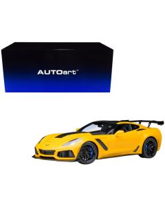 2019 Chevrolet Corvette C7 ZR1 Corvette Racing Yellow Tintcoat with Carbon Top 1/18 Model Car by Autoart