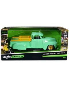 1950 Chevrolet 3100 Pickup Truck Lowrider Light Green with Gold Wheels "Lowriders" Series 1/24 Diecast Model Car by Maisto