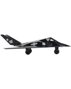 Lockheed F-117 Nighthawk Stealth Aircraft Black "United States Air Force" with Runway Section Diecast Model Airplane by Runway24