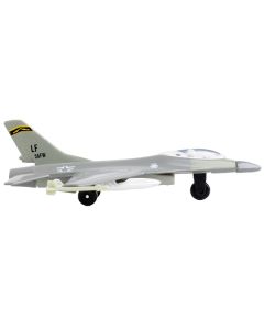 General Dynamics F-16 Fighting Falcon Fighter Aircraft Gray "United States Air Force" with Runway Section Diecast Model Airplane by Runway24