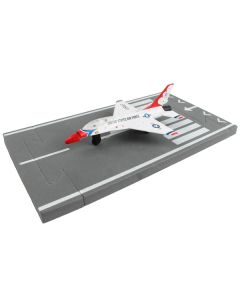 General Dynamics F-16 Fighting Falcon Fighter Aircraft White "United States Air Force Thunderbirds" with Runway Section Diecast Model Airplane by Runway24