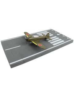 Mitsubishi A6M Zero Fighter Aircraft Green "Imperial Japanese Navy Air Service" with Runway Section Diecast Model Airplane by Runway24