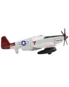 North American P-51C Mustang Fighter Aircraft Gray "Tuskegee Airmen-United States Army Air Force" with Runway Section Diecast Model Airplane by Runway24