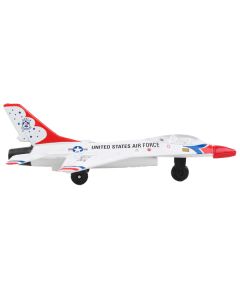 General Dynamics F-16 Fighting Falcon Fighter Aircraft White "United States Air Force Thunderbirds" with Runway 24 Sign Diecast Model Airplane by Runway24