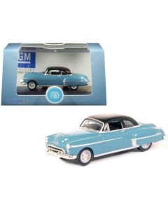 1950 Oldsmobile Rocket 88 Coupe Crest Blue with Black Top 1/87 (HO) Scale Diecast Model Car by Oxford Diecast