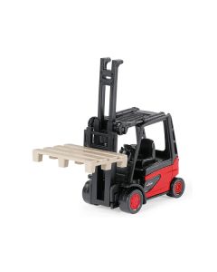 Linde E35 Forklift Truck Red with Black Top with Pallet Accessory Diecast Model by Siku