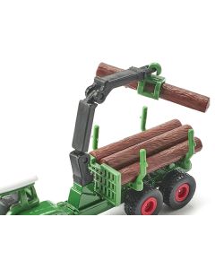 Fendt Favorit 926 Tractor and Forestry Trailer with Crane Green with Logs Diecast Model by Siku