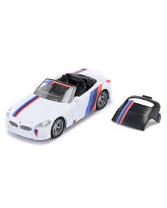 BMW Z4 M40i Cabriolet White with Black Top with Extra Wheels and Decals 1/50 Diecast Model by Siku