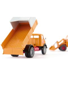 Mercedes-Benz 710 Truck Yellow and Kramer 411 Wheel Loader Yellow with Trailer 1/50 Diecast Models by Siku