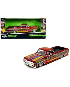 1965 Chevrolet El Camino Lowrider Candy Red Metallic with Graphics "Lowriders" Series 1/25 Diecast Model Car by Maisto