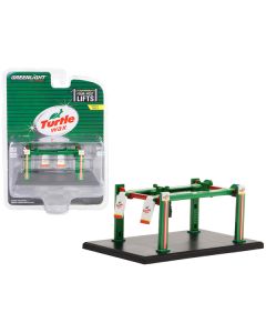 Adjustable Four-Post Lift "Turtle Wax" Green and Red "Four-Post Lifts" Series 5 1/64 Diecast Model by Greenlight