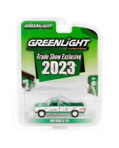 1990 Dodge D-350 Pickup Truck Green and White "2023 GreenLight Trade Show Exclusive" "Hobby Exclusive" Series 1/64 Diecast Model Car by Greenlight