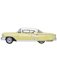 1958 Chevrolet Impala Sport Colonial Cream with Snowcrest White Top 1/87 (HO) Scale Diecast Model Car by Oxford Diecast