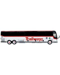 Prevost X3-45 Coach Bus "Trailways - Adirondack Transit Lines" White with Red Stripes Limited Edition 1/87 (HO) Diecast Model by Iconic Replicas