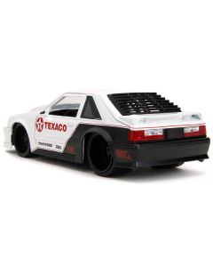 1989 Ford Mustang GT "Texaco" White and Matt Black with Graphics "Bigtime Muscle" Series 1/24 Diecast Model Car by Jada